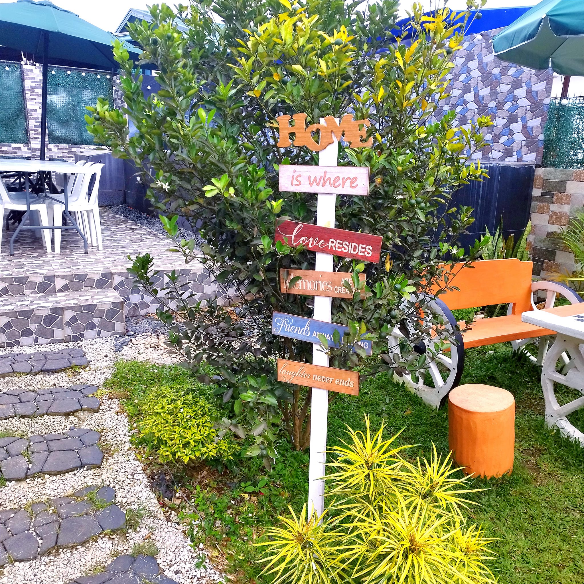 Charming garden signpost — Home is where love resides